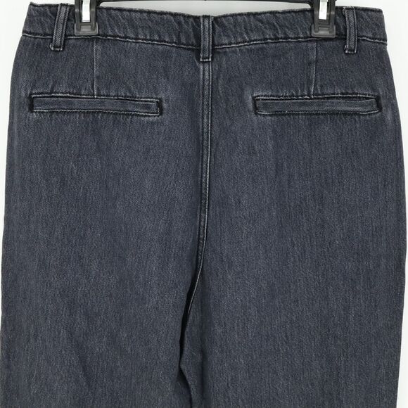 Zara Jeans Womens 31 Waist Baggy High Rise Tapered Leg Crop Blue Stretch Denim - Picture 14 of 14